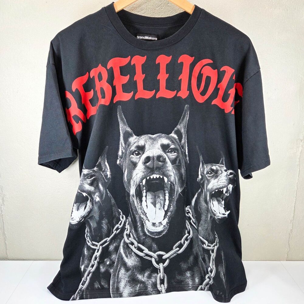 BrandMakers Rebellion Doberman Break The Rules Graphic Shirt Sz XL